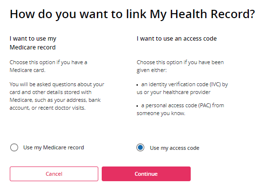 How do you want to link to My Health Record?